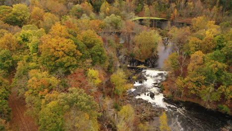 an aerial shot of the fall foliage in upstate ny