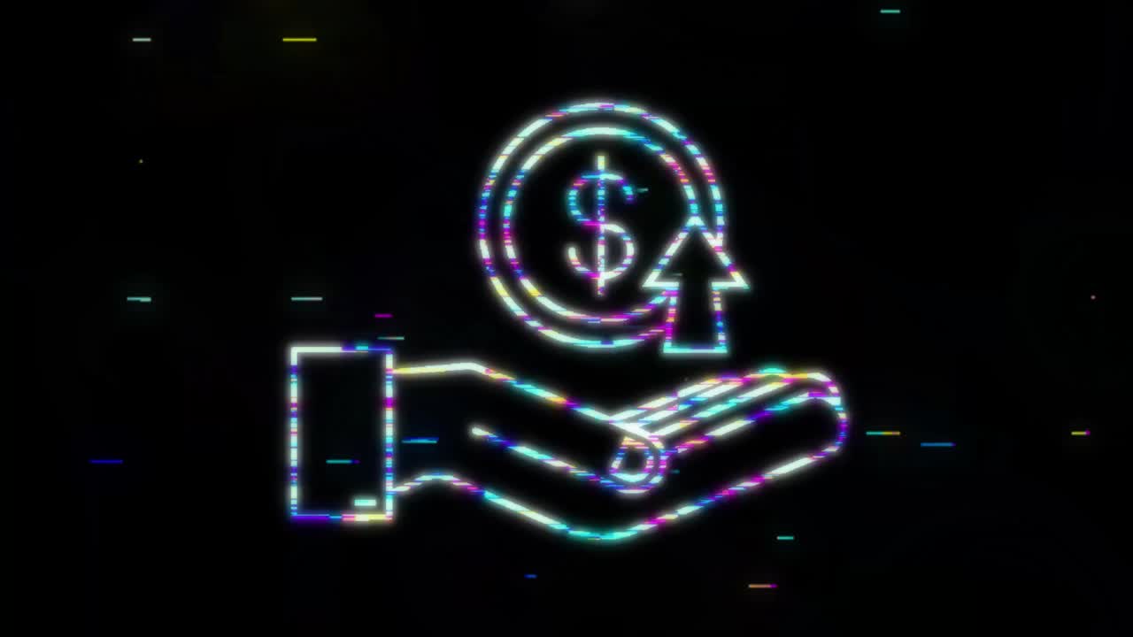 plexus ganancias dinero o presupuesto. efectivo y gráfico ascendente flecha en las manos. ganancias de capital, beneficio. gráfico de movimiento