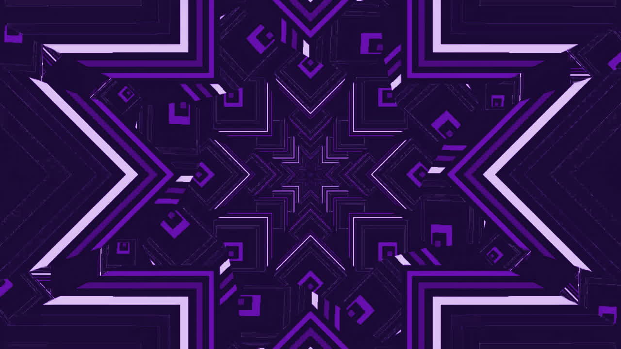 animación de formas de estrellas púrpuras que se mueven sobre un fondo negro