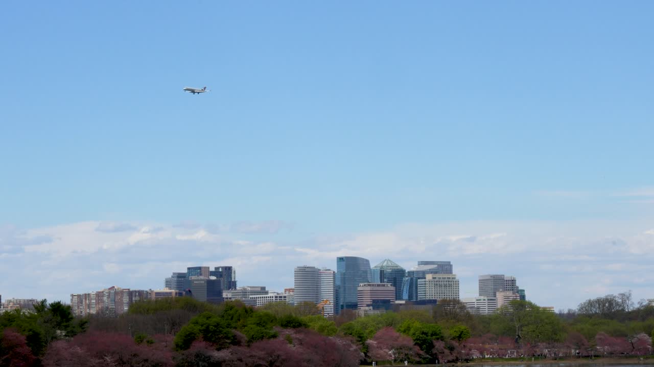 Arlington, Virginia city skyline view from Washington DC Tidal Basin