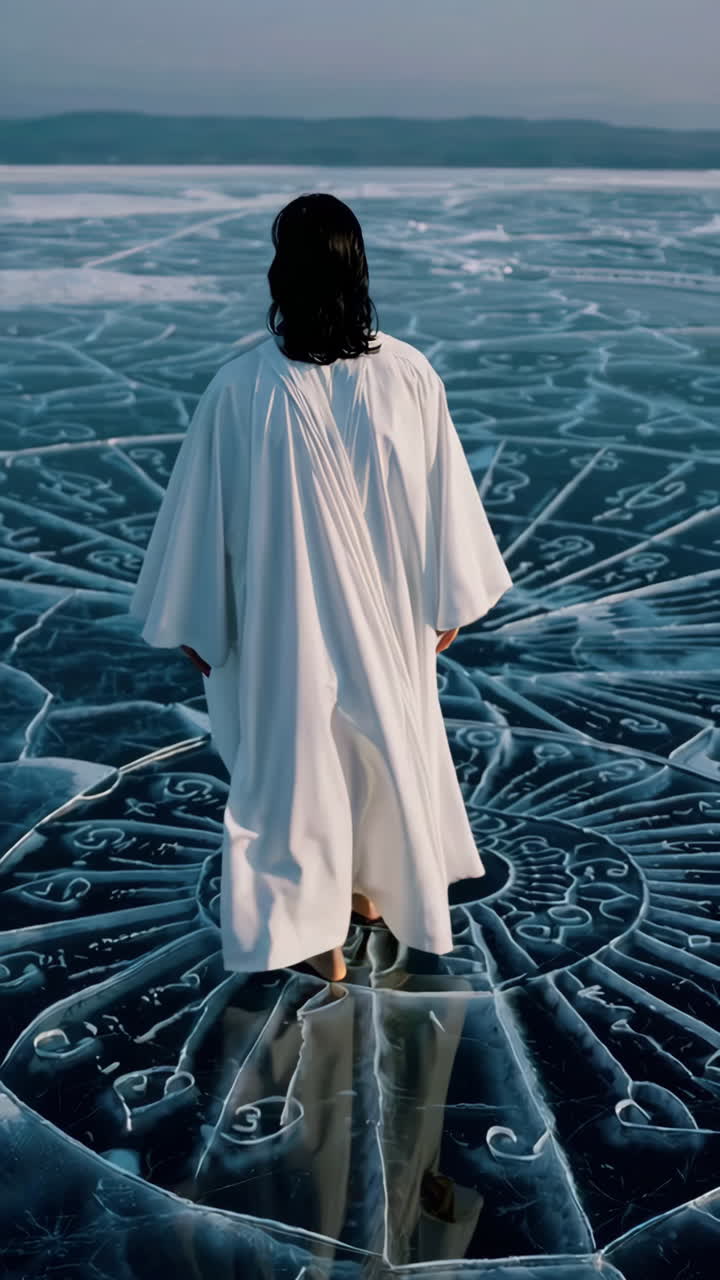 Jesus Walking on Frozen Lake