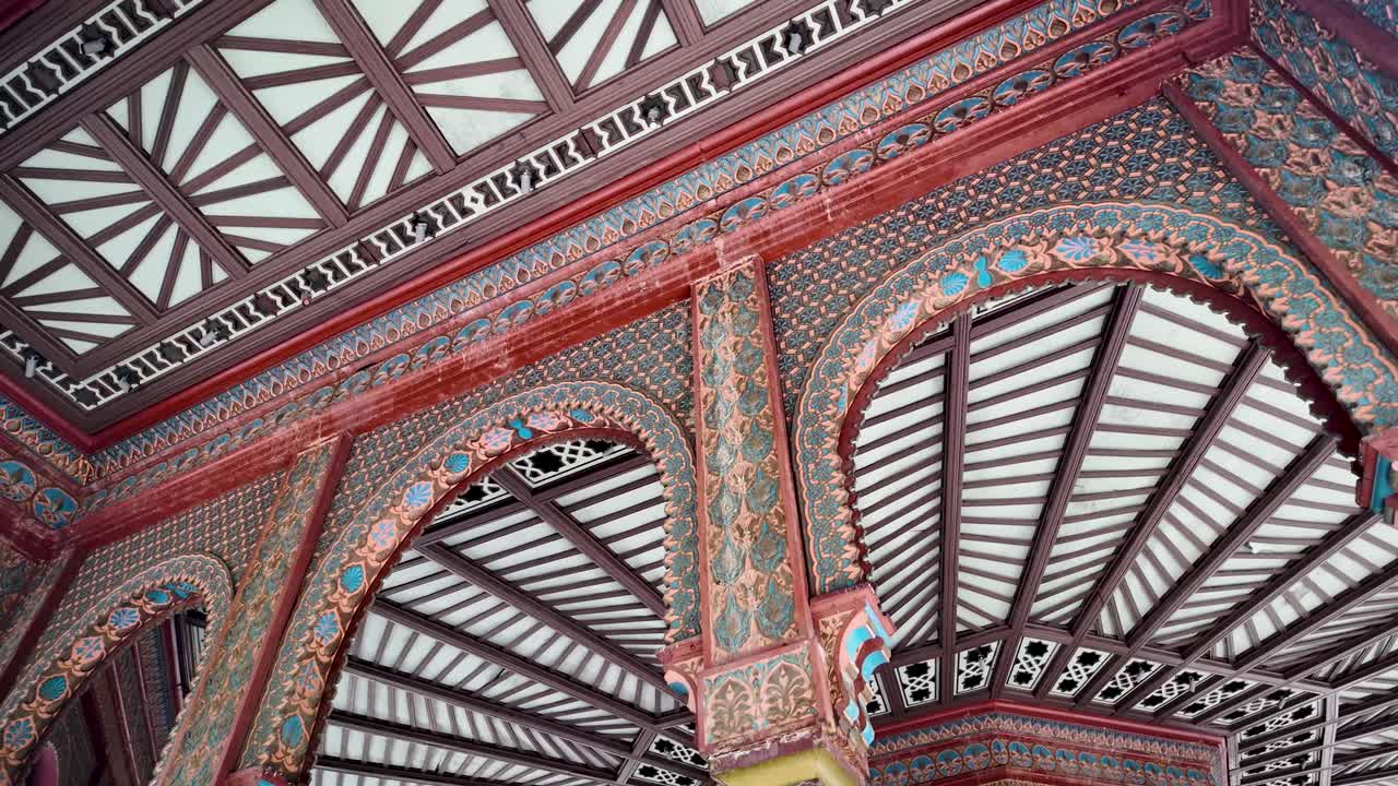 Panoramic shot of the interior ceiling details of the iconic building in the Santa María la Ribera neighborhood in Mexico City