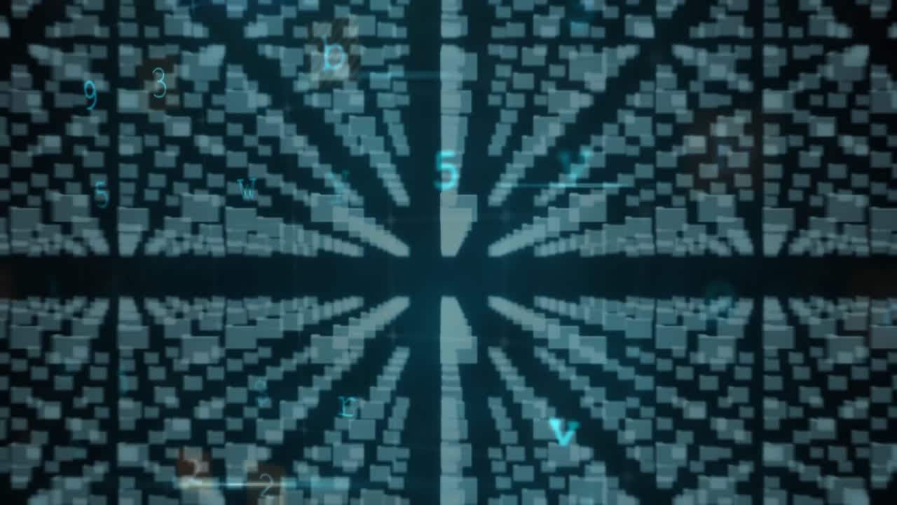 Animation of warning data processing, online security padlock and circuit board