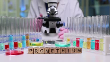 scientific experiment with promethium in a laboratory setting