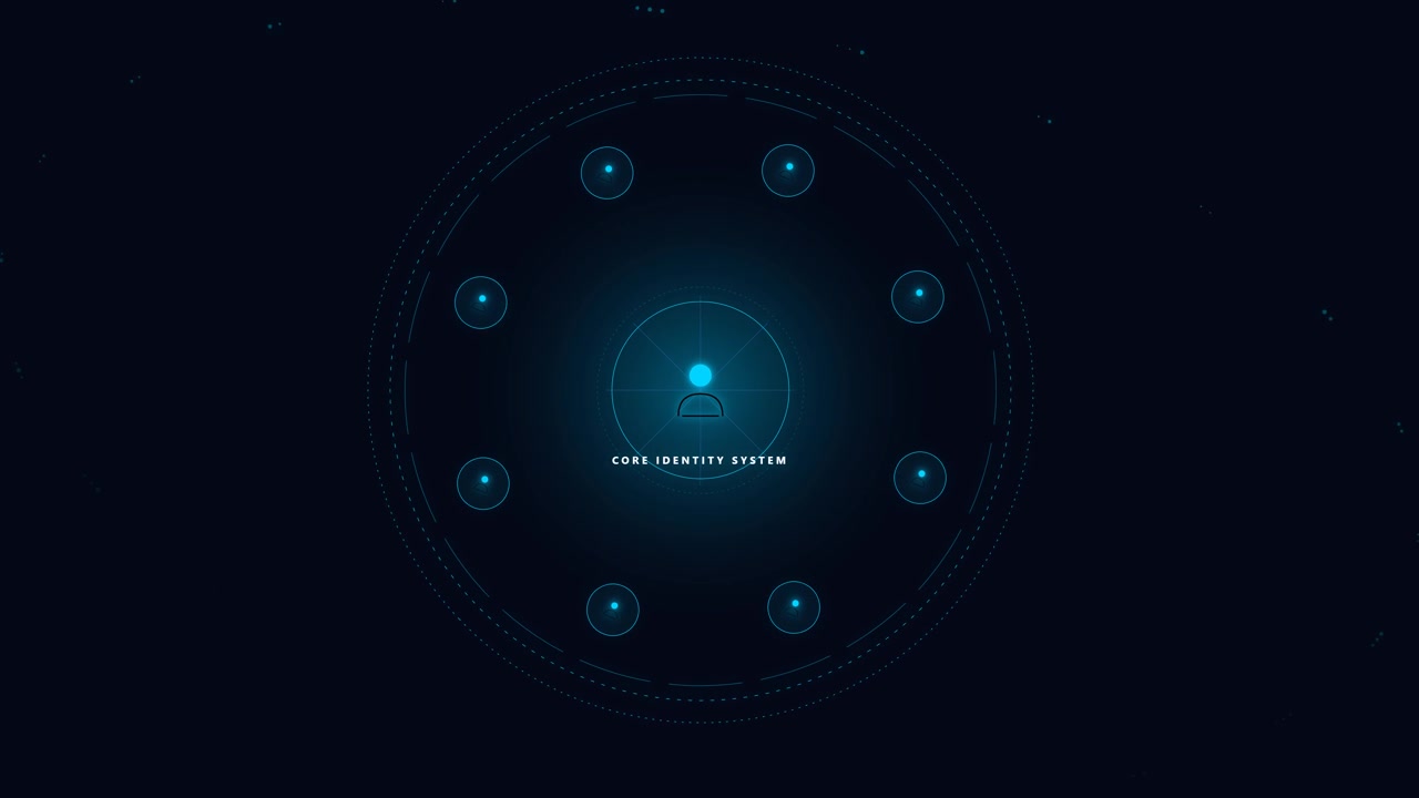 Futuristic Digital Interface with Core Identity System Graphic