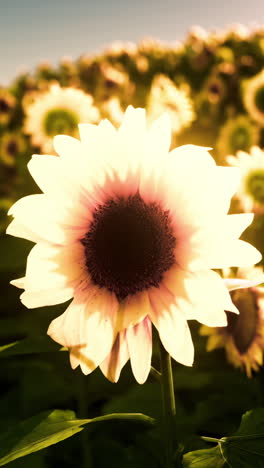 beautiful sunflower field at sunset