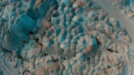 colorful aerial view of a unique landform