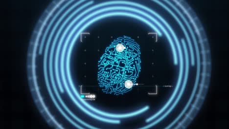 blue fingerprint scanner hud holographic with grid line background. technology and digital network concept. 4k motion graphic footage video