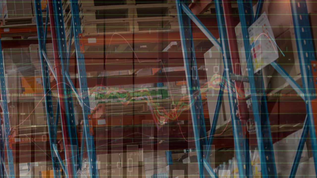 animación del procesamiento de estadísticas en el almacén