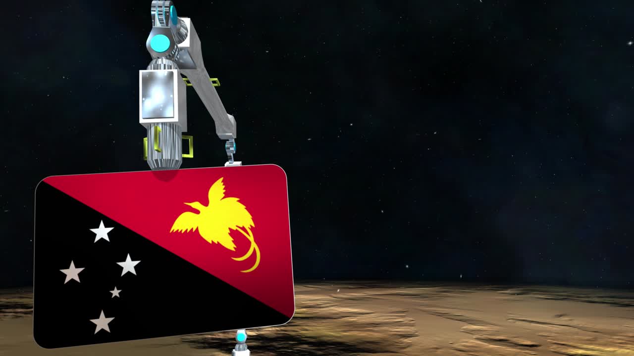 파푸아 뉴기니의 국기판이 지구에서 발굴되었습니다.