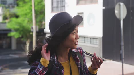 mixed race woman on the phone