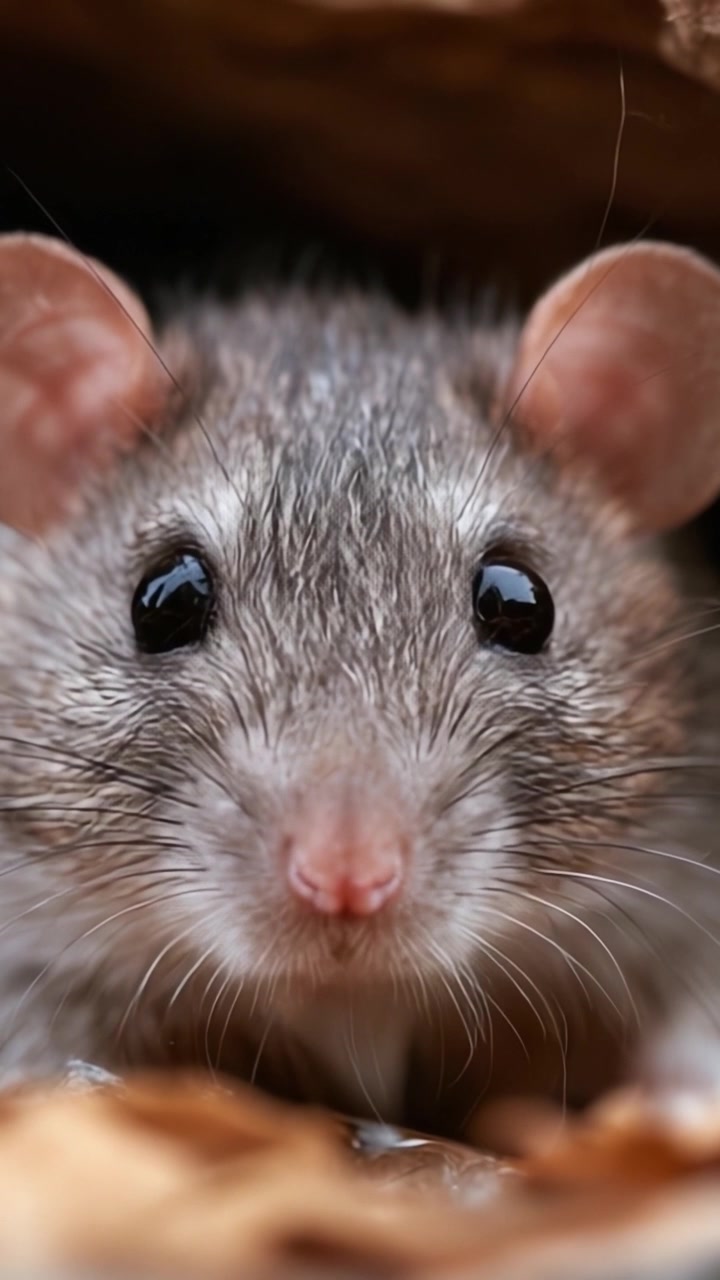 Esplorazione Ravvicinata di un Roditore Curioso: Dettagli ed Espressioni Accattivanti di un Piccolo Topo nel Suo Habitat Naturale