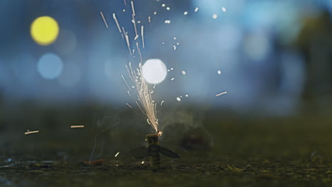 Lighting-a-firecracker-with-following-explosion