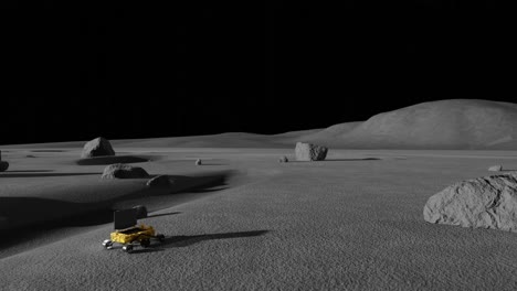 Animación-3D-Del-Rover-Lunar-Pragyaan-Moviéndose-Por-La-Superficie-De-La-Luna
