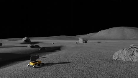 3d animation of the pragyaan lunar rover moving across the moon's surface