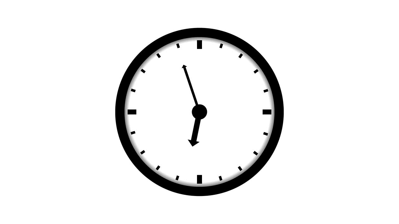animación de reloj en ejecución aislada en pantalla blanca