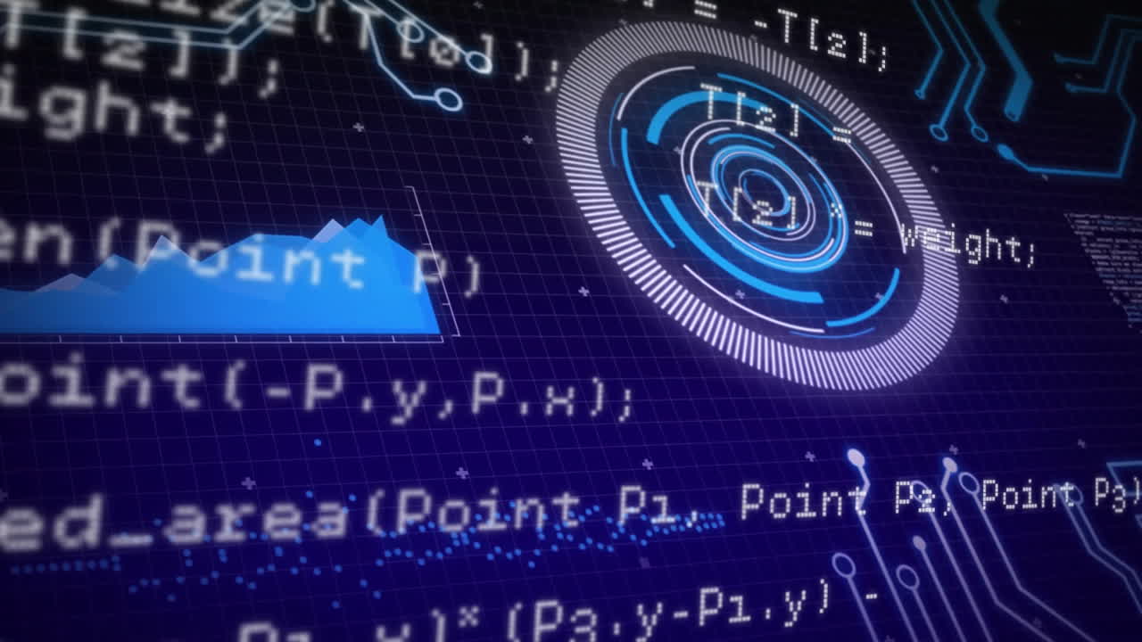 In school, child learning animation and coding with futuristic digital interface