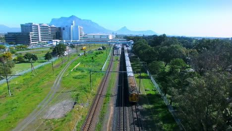 aerial view of train at railway station in south africa