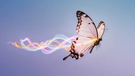 A stunning and vibrant butterfly gracefully takes flight, leaving a trail of colorful light and sparkles in a magical display of nature&#039;s beauty