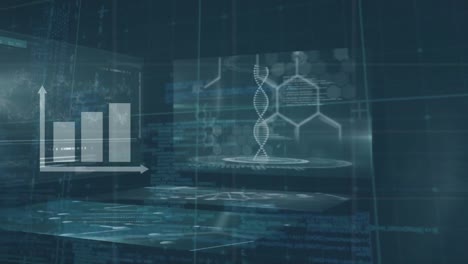 Animation-Des-Diagramms-über-Die-Datenverarbeitung-Auf-Schwarzem-Hintergrund