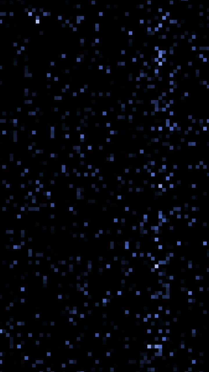 Abstract Blue Pixels Twinkling on Black and White Background