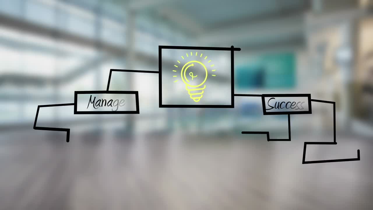 hombre de negocios dibujando un diagrama de flujo de negocios
