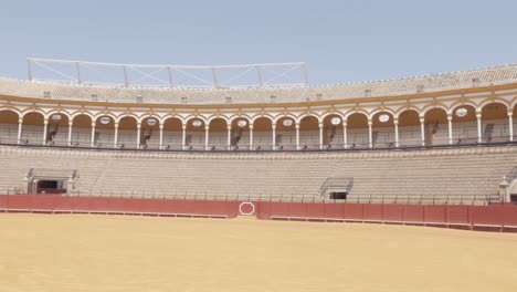 empty plaza de toros de la real maestranza de caballería in sevilla
