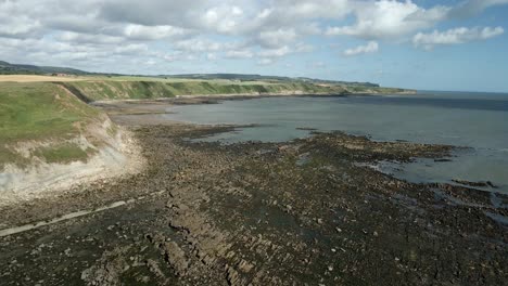 Aerial-view-of-Jackson's-Bay,-North-Yorkshire,-Scarborough