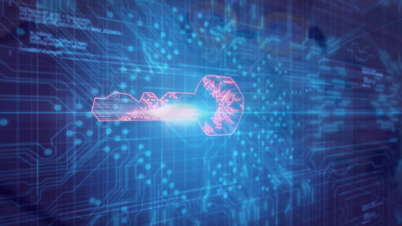 Animation of data processing over key icons