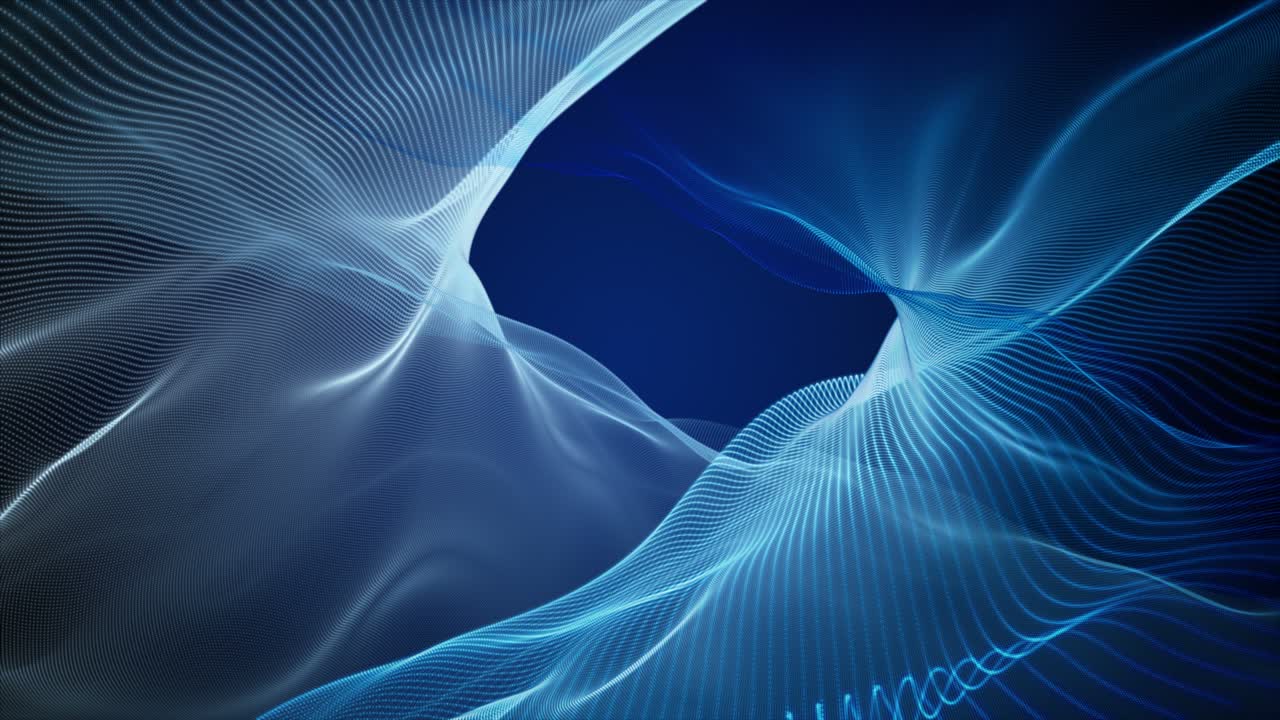 Fantastic animation with particle wave object in slow motion, 4096x2304 loop 4K