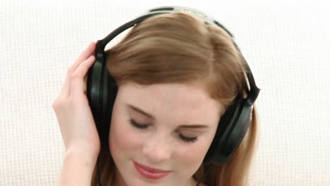 teenage girl listening to music