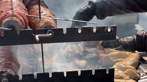 preparing kokorec  street food
