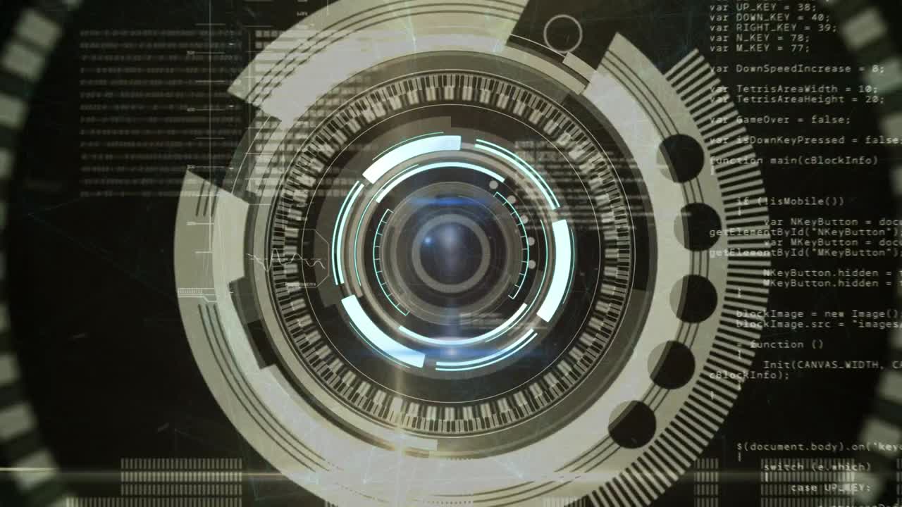 Animation of scan scope and data processing over dark background