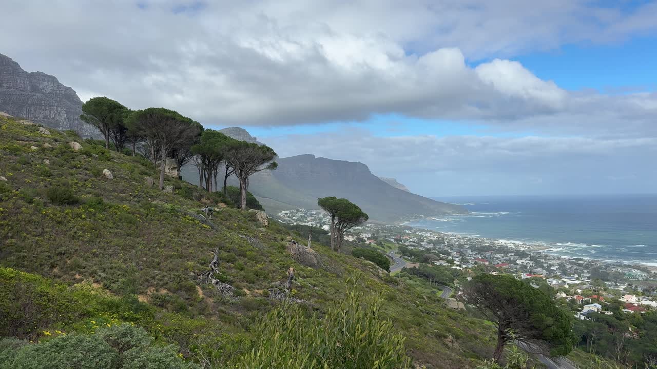 Views from Table Mountain towards the 12 Apostles Mountains a in Cape Town, South Africa