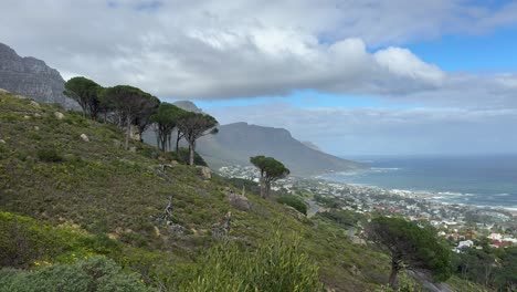 views from table mountain towards the 12 apostles mountains a in cape town, south africa