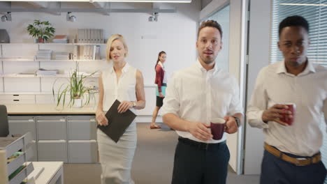 sexy new woman walking into office interested men and nasty women looking slow motion walk pov shot concept series