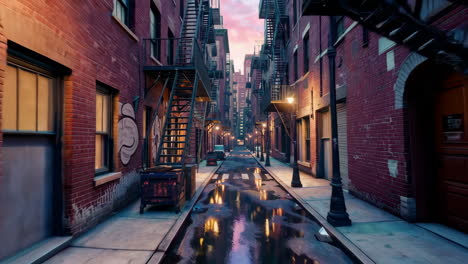 urban alley at dusk