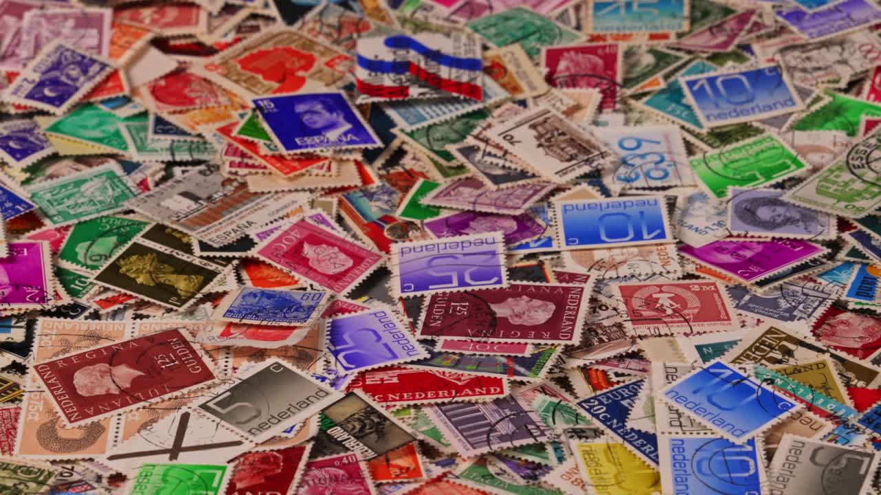 Collecting various stamps from different countries and time periods