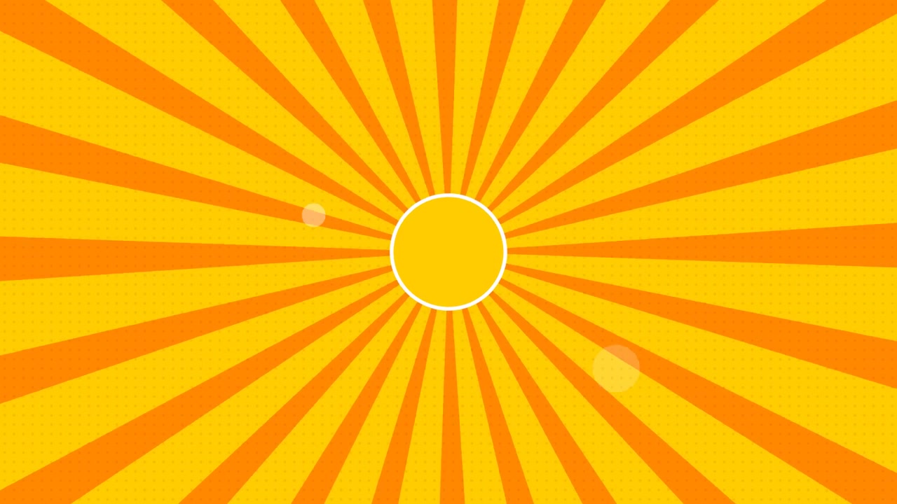 Animated Yellow Sunburst Background with Floating Particles