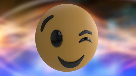 animación del icono de emoji de cara parpadeante contra un fondo borroso con espacio de copia.