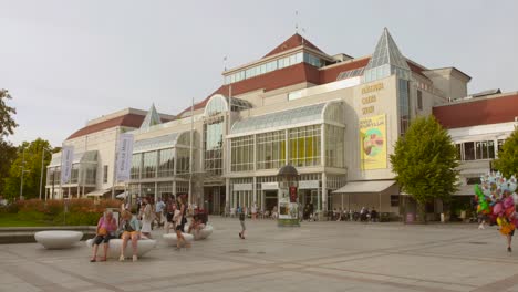 people strolling in the streets of sopot seaside city in northern poland