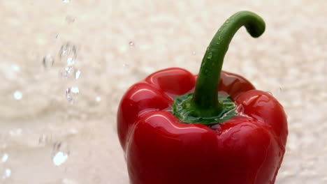 water pouring on red pepper