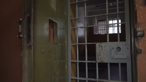 prison metal door closes protect prisoner from inside to escape