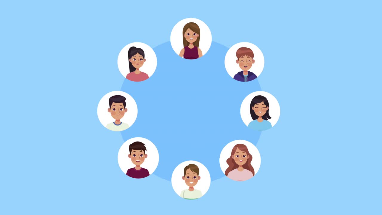 animazione di marketing sui social media con le persone della comunità