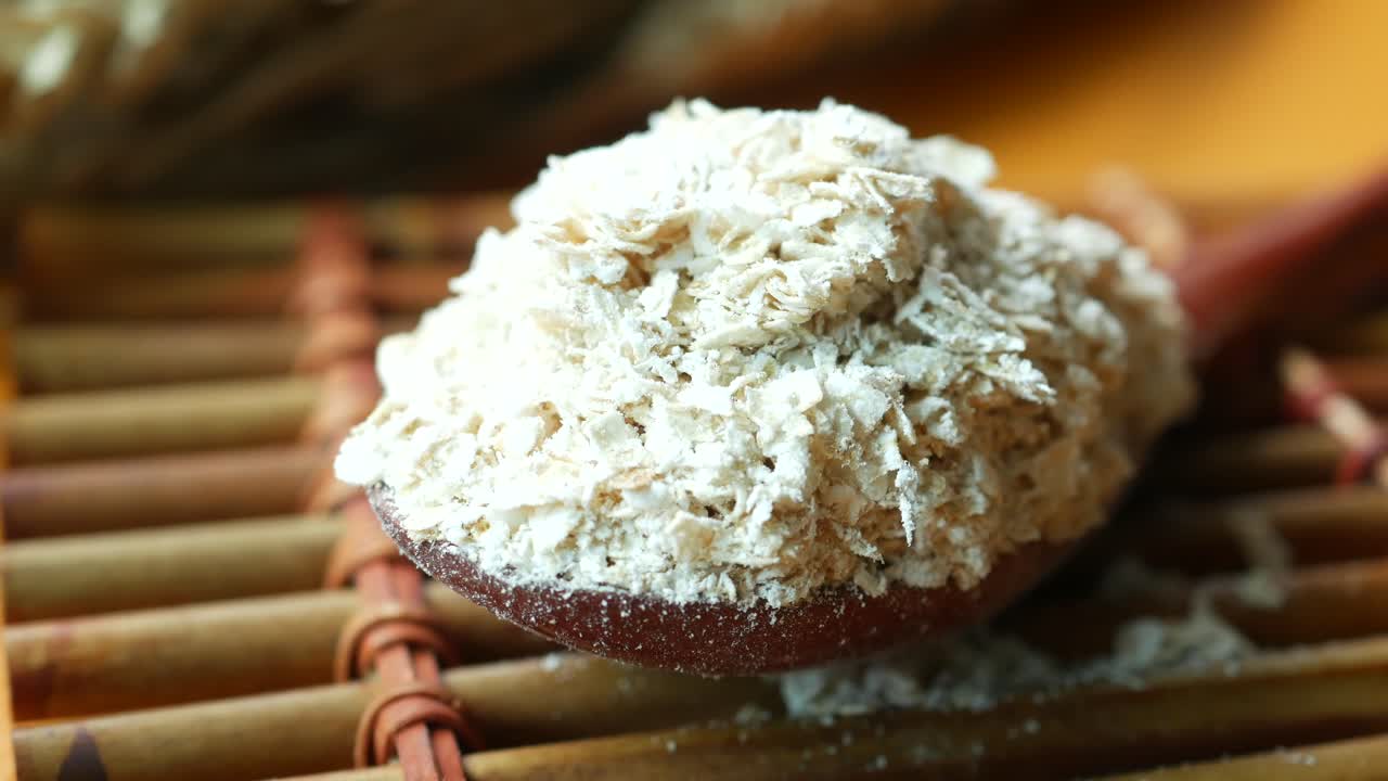 Oatmeal in Wooden Spoon