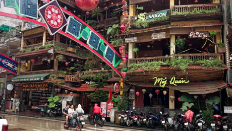 business building facades, road crossing, scooter ride, passenger, taxis