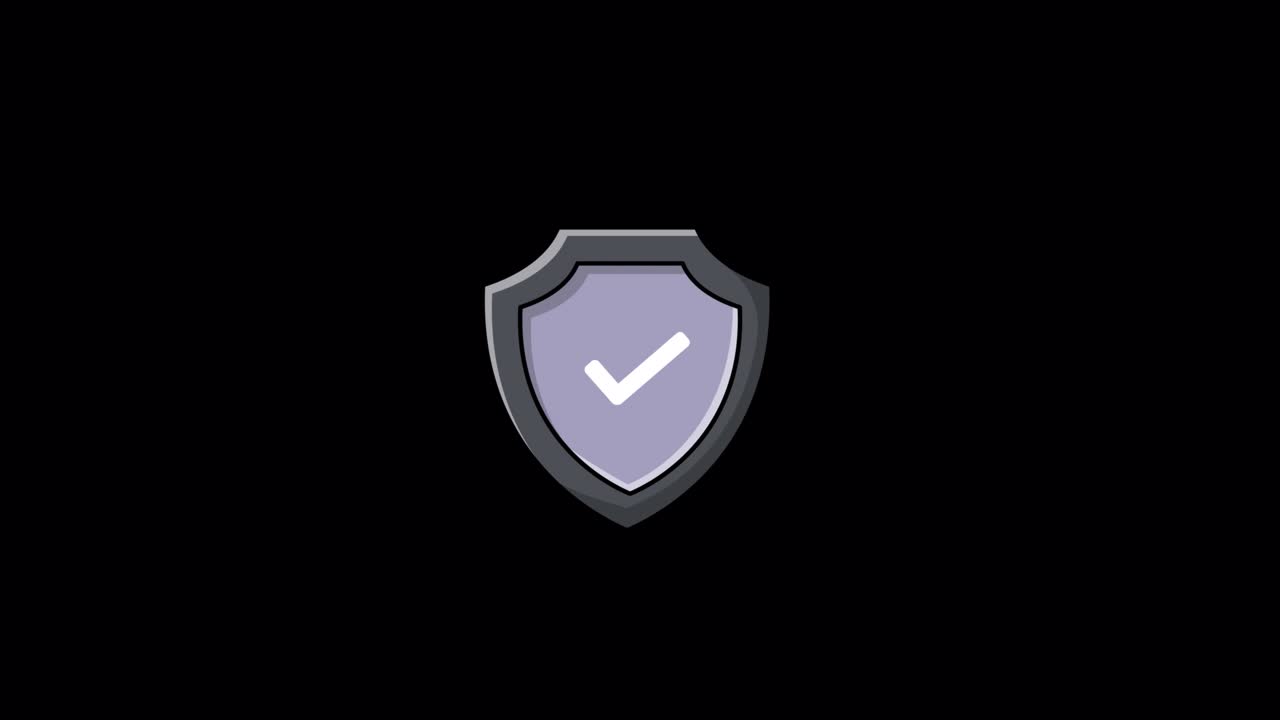 Animated Shield with Checkmark Icon on Black Background