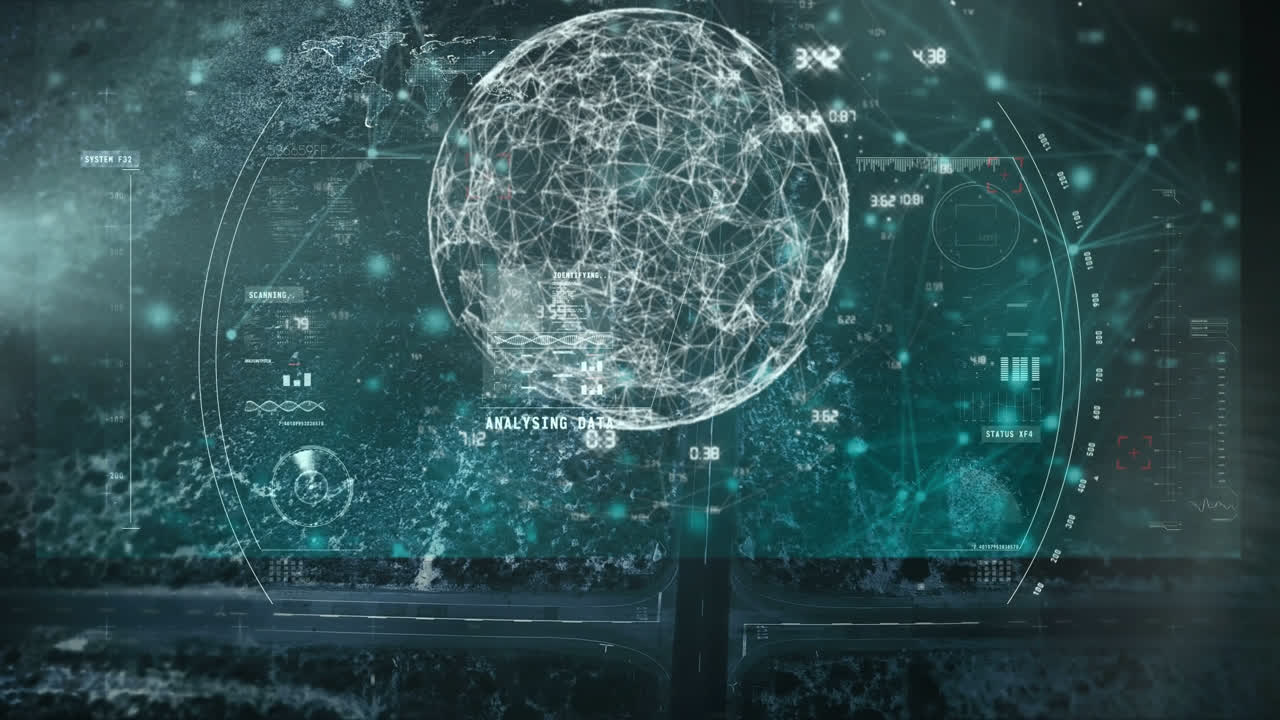 Animation of data processing over person using a digital tablet. 