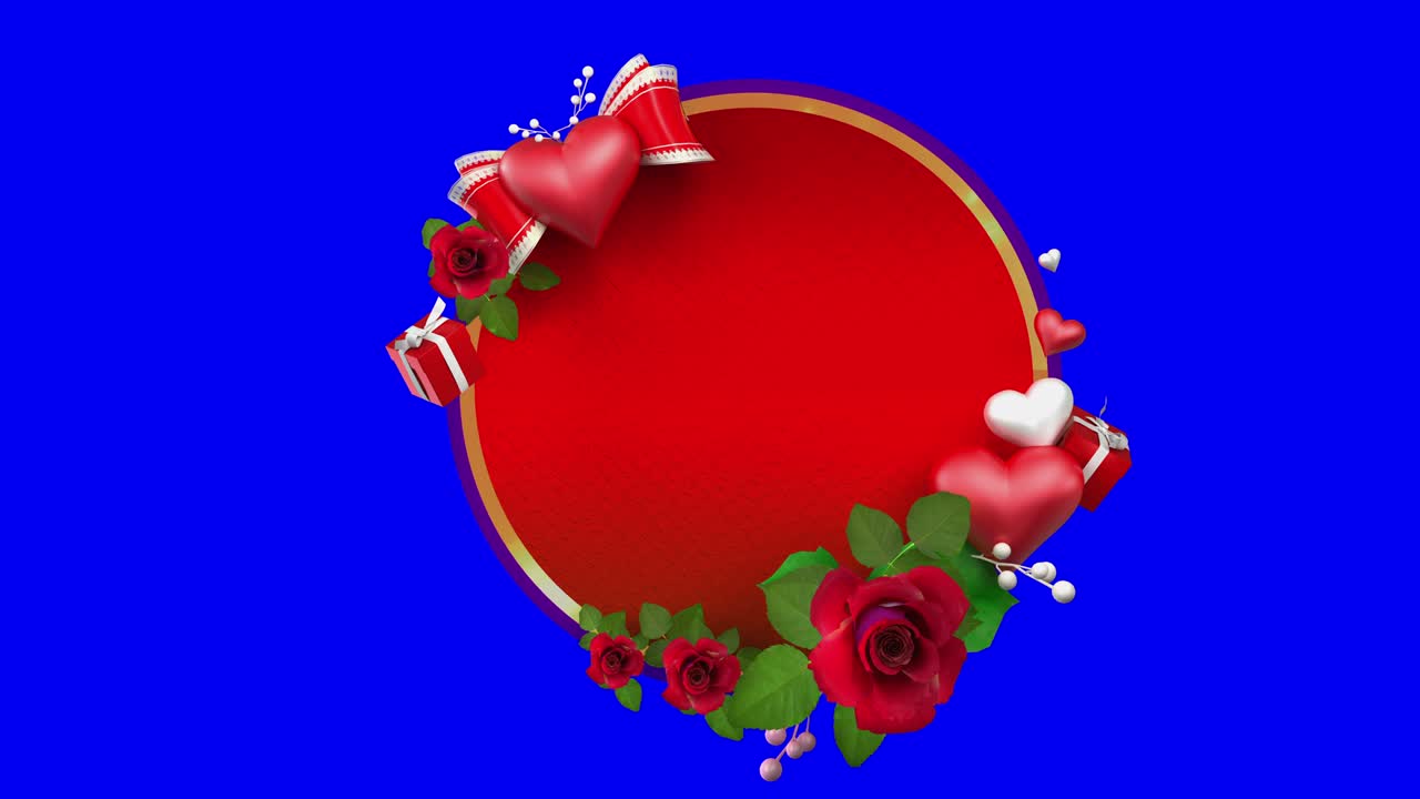 4k 매트 마스크에서 3차원 애니메이션으로 로맨틱 스티커 태그 장식