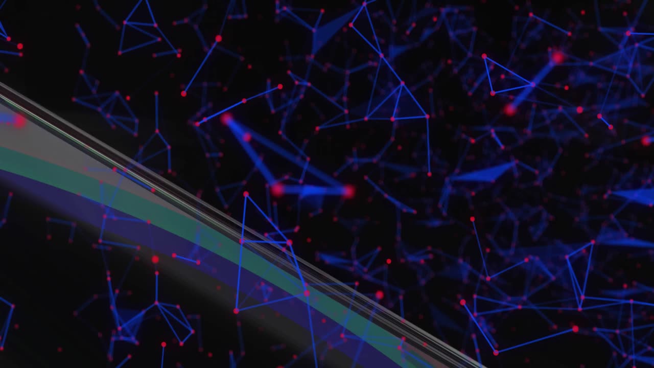 animación de formas azules que se mueven sobre el cubo.